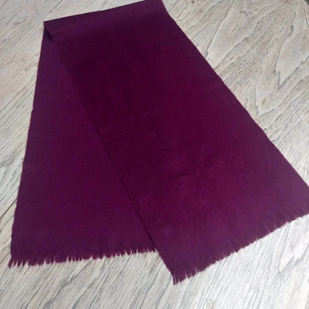 Burgundy maroon cashmere scarf with subtle fringe